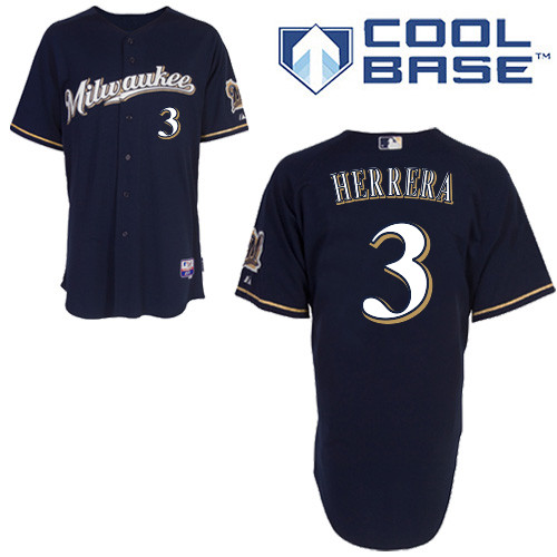 Elian Herrera #3 MLB Jersey-Milwaukee Brewers Men's Authentic Alternate 2 Baseball Jersey
